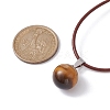 Natural Tiger Eye Round Pendant Necklaces NJEW-JN04478-01-4