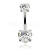 Heart Cubic Zirconia Belly Button Rings WG98059-01-1