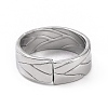 304 Stainless Steel Grooved Cuff Ring for Women RJEW-C053-05P-3