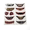 10Pcs 10 Style Halloween Clown Horror Mouth Removable Temporary Tattoos Paper Face Body Stickers AJEW-G048-02-2