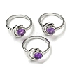 Natural Amethyst Adjustable Rings RJEW-K269-09P-09-1