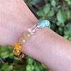Natural Agate & Black Obsidian & Tiger Eye & Lapis Lazuli & Amethyst & Glass Round Bead Stretch Bracelets WG6A8BD-02-2
