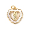 Brass Pave Natural White Shell Religion Pendants KK-S522-23G-B-1