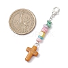 Synthetic Turquoise Cross with Natural Freshwater Shell Nuggets Pendant Decorations HJEW-JM04256-4