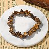 Unisex Chip Natural Tiger Eye Beaded Stretch Bracelets X-BJEW-S143-02-1