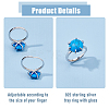Adjustable Rhodium Plated 925 Sterling Silver Ring Findings STER-WH0019-03P-4