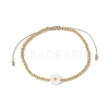 Flower Natural Shell & Glass Seed Braided Bead Bracelets BJEW-JB09920-1