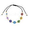 Adjustable Handmade Evil Eye Lampwork Beads Braided Bead Bracelets for Men Women BJEW-JB12485-01-2