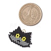 Handmade Glass Seed Beaded Cat Head Shape Pendants PALLOY-MZ00933-01-2
