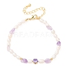 Natural Lavender Amethyst Chip and Rice Natural Pearl Beaded Bracelets GG-CBA3297-13G-G-4