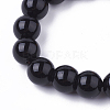 Natural Black Agate Mala Bead Bracelets BJEW-S140-09-3