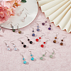 10 Pairs 10 Style Natural Mixed Gemstone Round Beaded Dangle Earrings EJEW-AN0002-06-7