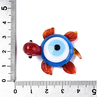 Handmade Lampwork Turtle with Evil Eye Figurine Display Decorations LAMP-N034-25C-1