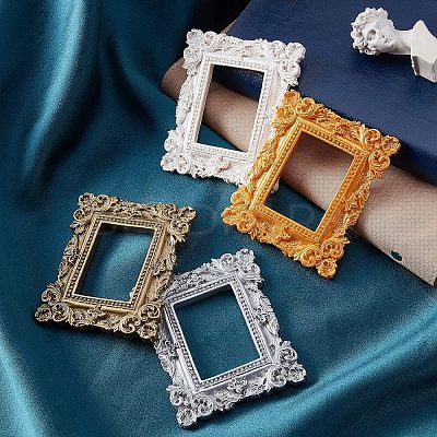 4Pcs 4 Colors Rectangle Retro Resin Photo Frames AJEW-FG0001-47-1