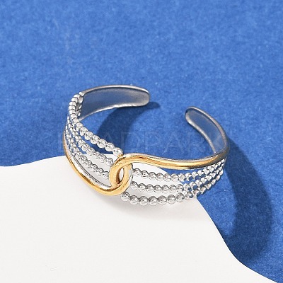 304 Stainless Steel Double Color Cuff Rings RJEW-S635-01GP-07-1