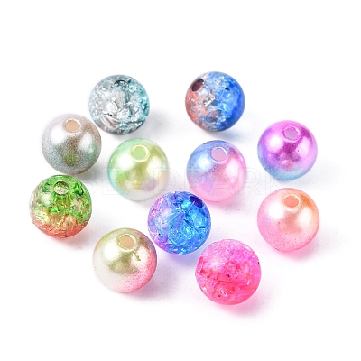 360Pcs 12 Style Rainbow ABS Plastic Imitation Pearl Beads OACR-YW0001-02-1