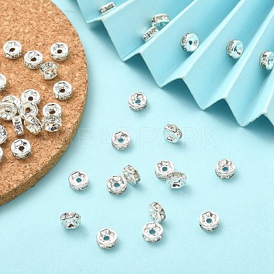 Brass Rhinestone Spacer Beads RB-YW0001-04C-01S-1