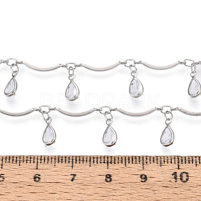Brass Glass Scalloped Bar Chains CHC-T018-07P-1
