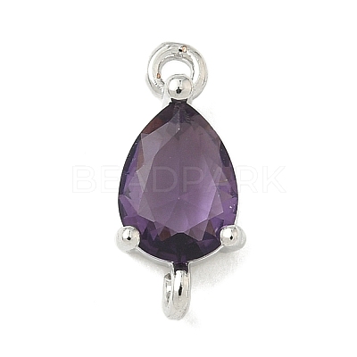 Brass Pave Cubic Zirconia Connector Charms KK-Z120-31P-05-1