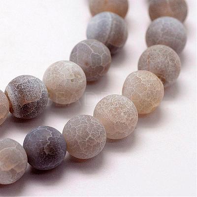 Frosted Natural Weathered Agate Beads Strands G-F374-8mm-02-1