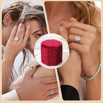 Velvet Cover Plastic Couple Ring Box VBOX-WH20003-001F-1