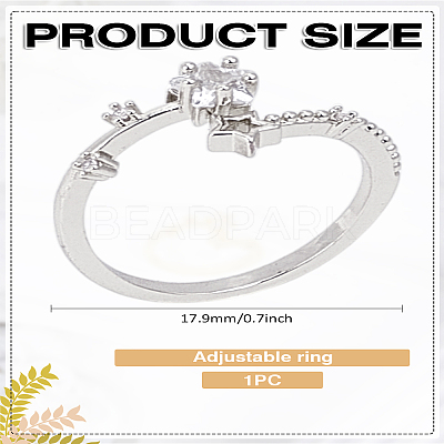 1Pc Alloy Micro Pave Clear Cubic Zirconia Finger Rings for Women RJEW-LP0002-16P-1