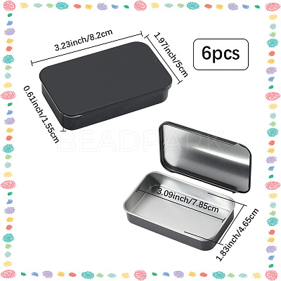 6Pcs Slide Top Tinplate Trinket Storage Boxes CON-SP0001-23E-1