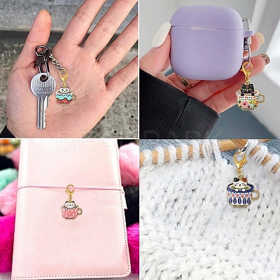 24Pcs 6 Styles Printed Alloy Enamel Pendant Decorations HJEW-YW00247-1