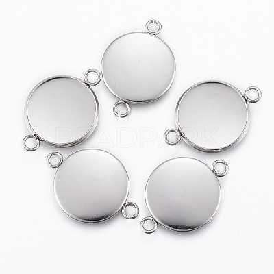 Non-Tarnish 304 Stainless Steel Cabochon Connector Settings X-STAS-E146-19P-16mm-1