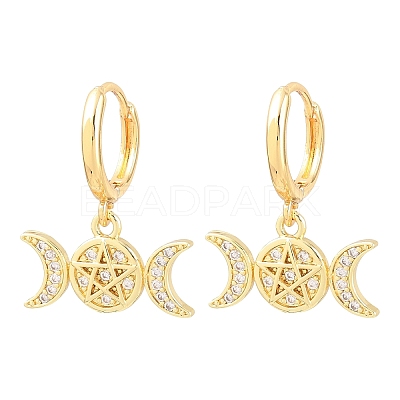 Brass Micro Pave Cubic Zirconia Hoop Dangle Earrings EJEW-G471-52G-1
