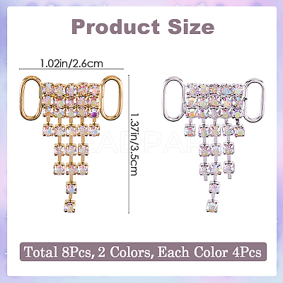 8Pcs 2 Colors Alloy Rhinestone Shoe Decoration FIND-GF0007-25-1