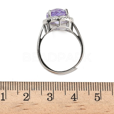 925 Sterling Silver Micro Pave Cubic Zirconia Finger Rings RJEW-B134-01A-04-1
