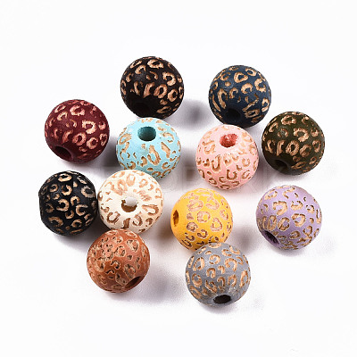 Painted Natural Wood Beads WOOD-T021-53A-M-1