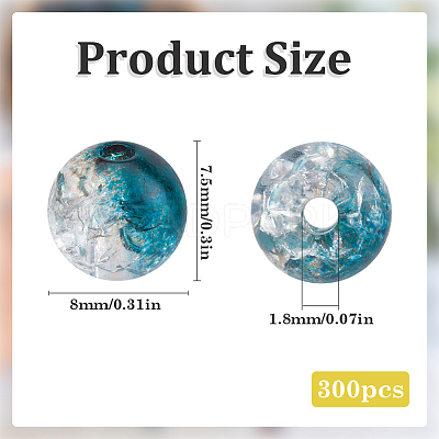 300Pcs Transparent Crackle Acrylic Beads CACR-SP0001-01B-1