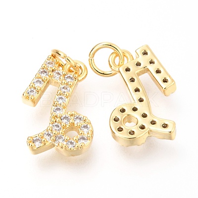 Brass Micro Pave Clear Cubic Zirconia Charms ZIRC-O036-30G-C-1
