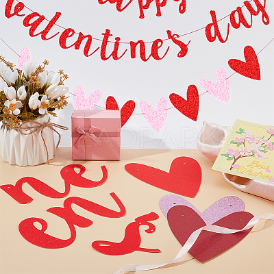 2 Sets 2 Style Valentine's Day Theme Paper Flags AJEW-CP0005-86-1