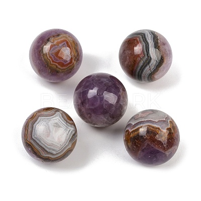 Natural Amethyst Lace Agate Sphere Beads G-H325-02-1