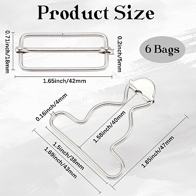6 Bags Adjustable Iron Buckles IFIN-CY0001-04P-1