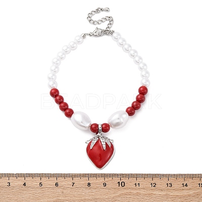 Strawberry Brass Micro Pave Clear Cubic Zirconia Charm Bracelets BJEW-G740-04P-1