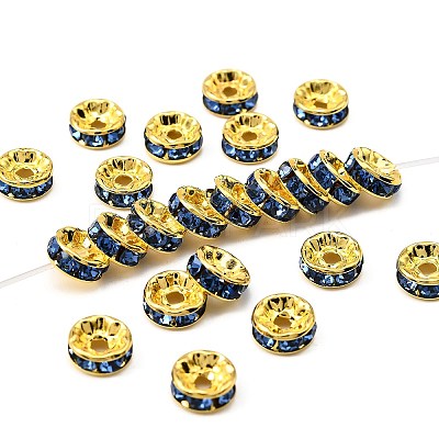 Brass Grade A Rhinestone Spacer Beads RSB038NF-14G-1