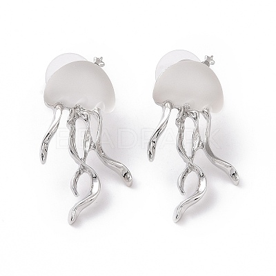 Resin Jellyfish Stud Earrings EJEW-P208-01P-1