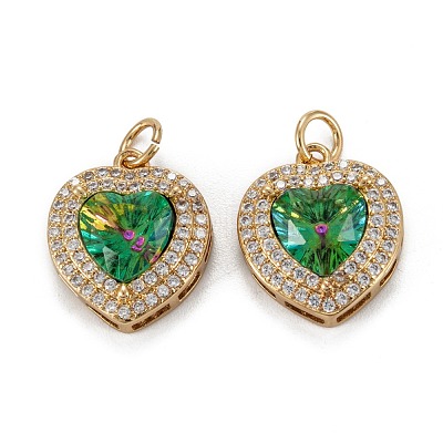 Brass Micro Pave Cubic Zirconia Pendants KK-G404-A-01C-G-1
