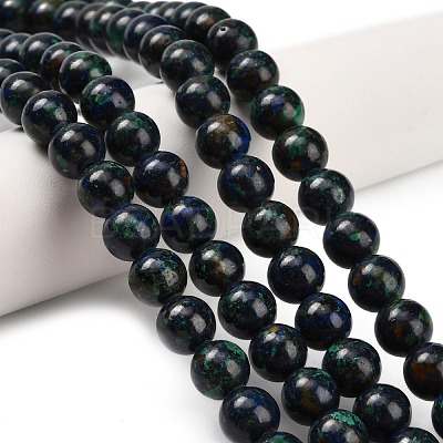 Natural Azurite Beads Strands G-Z110-C05-8mm-1