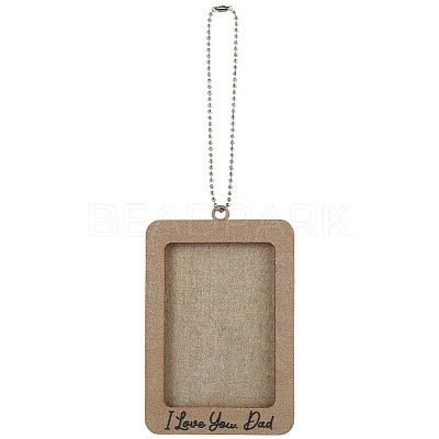 Rectangle with Word I Love You Dad Wood Hanging Photo Frame HJEW-SP0001-19A-1