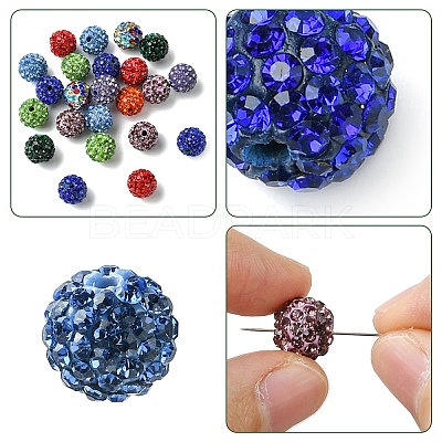 30Pcs Pave Disco Ball Beads RB-YW0001-14E-1