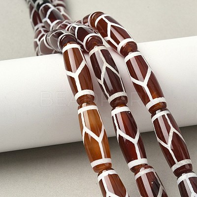 Rice Shape Tibetan Style dZi Beads Strands G-A269-A21-01-1