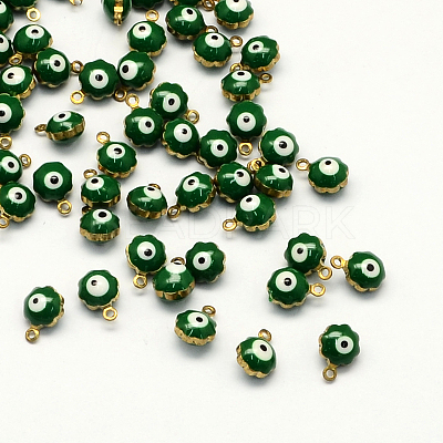 Golden Tone Brass Enamel Charms KK-Q571-05A-1