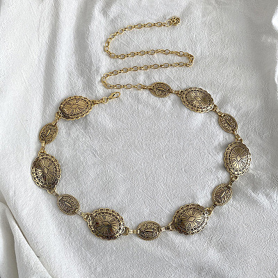 Tibetan Style Zinc Alloy & Iron Oval Link Chain Waist Belly Chains WGB4B33-02-1