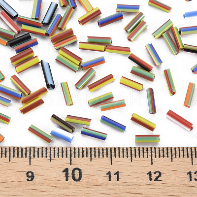 Opaque Colours Two Tone Seed Glass Bugle Beads SEED-T006-02A-06-1