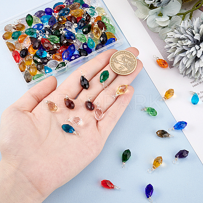 120Pcs 20 Colors Glass Pendant PALLOY-PH01677-1